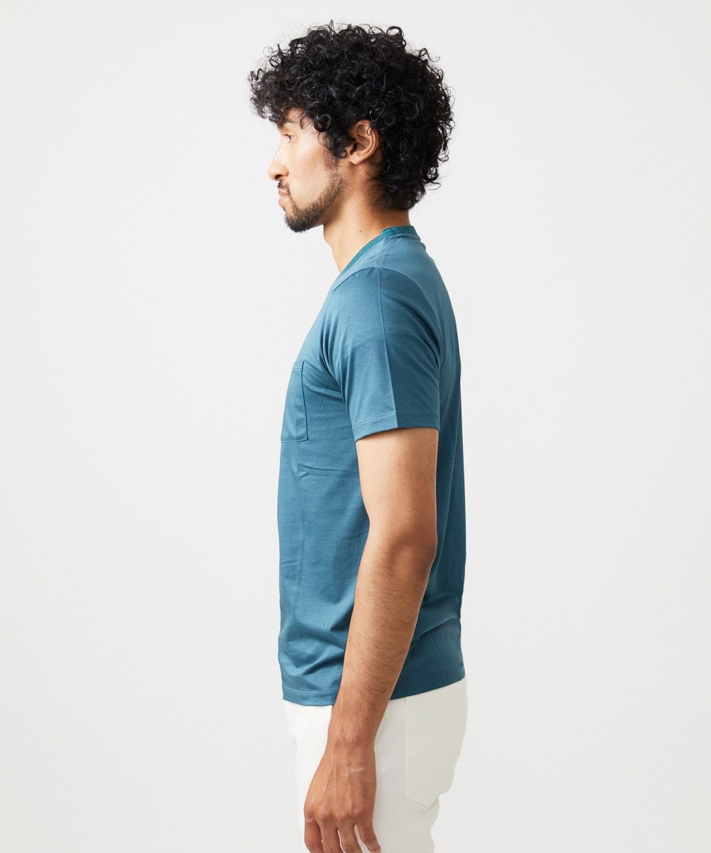 MNKHC65130 MICHEL KLEIN HOMME(ミッシェルクラン オム) ニット衿クルーネックカットソー グリーン