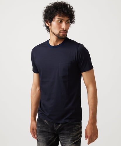 MICHEL KLEIN HOMME(ミッシェルクランオム) ニット衿クルーネックカットソー ネイビー/紺 46