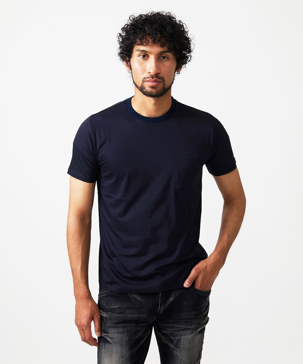 MNKHC65130 MICHEL KLEIN HOMME ニット衿クルーネックカットソー