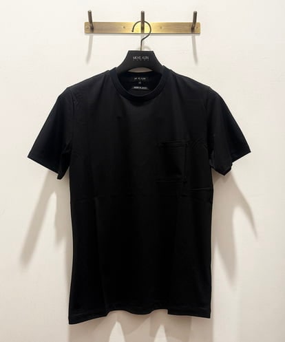 MICHEL KLEIN HOMME(ミッシェルクランオム) ニット衿クルーネックカットソー ブラック/黒 46