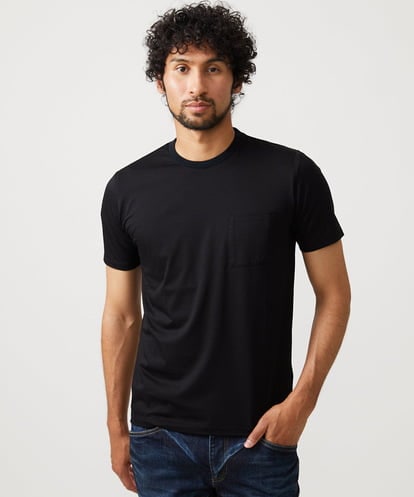 MICHEL KLEIN HOMME(ミッシェルクランオム) ニット衿クルーネックカットソー ブラック/黒 46