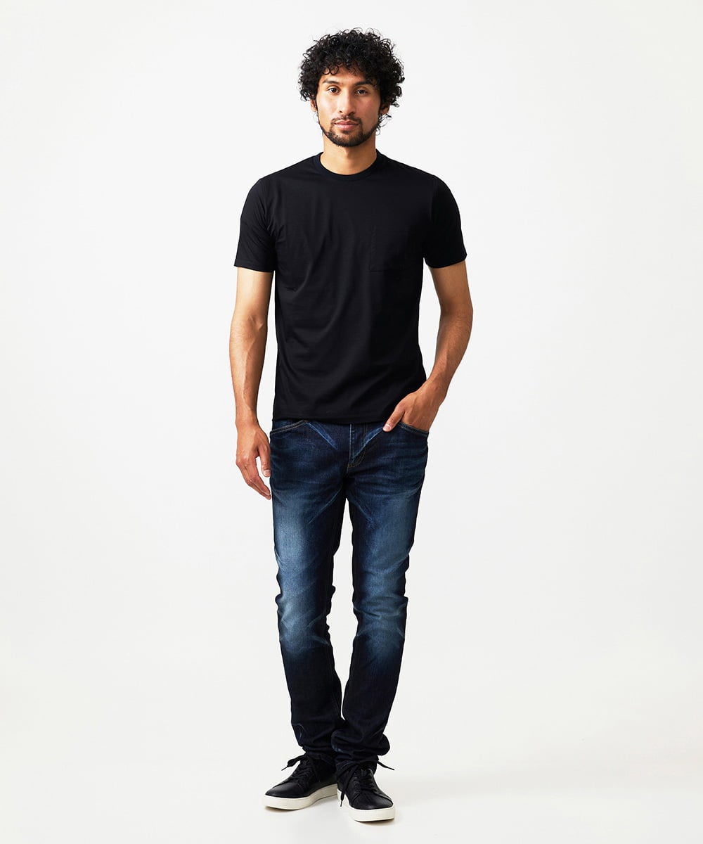 MNKHC65130 MICHEL KLEIN HOMME(ミッシェルクラン オム) ニット衿クルーネックカットソー ブラック