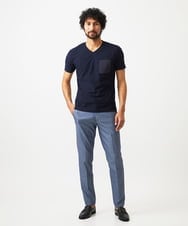 MNKHC71190 MICHEL KLEIN HOMME(ミッシェルクラン オム) リネン混Vネックカットソー ネイビー