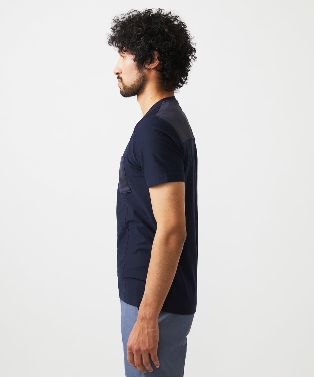 MNKHC71190 MICHEL KLEIN HOMME(ミッシェルクラン オム) リネン混Vネックカットソー ネイビー