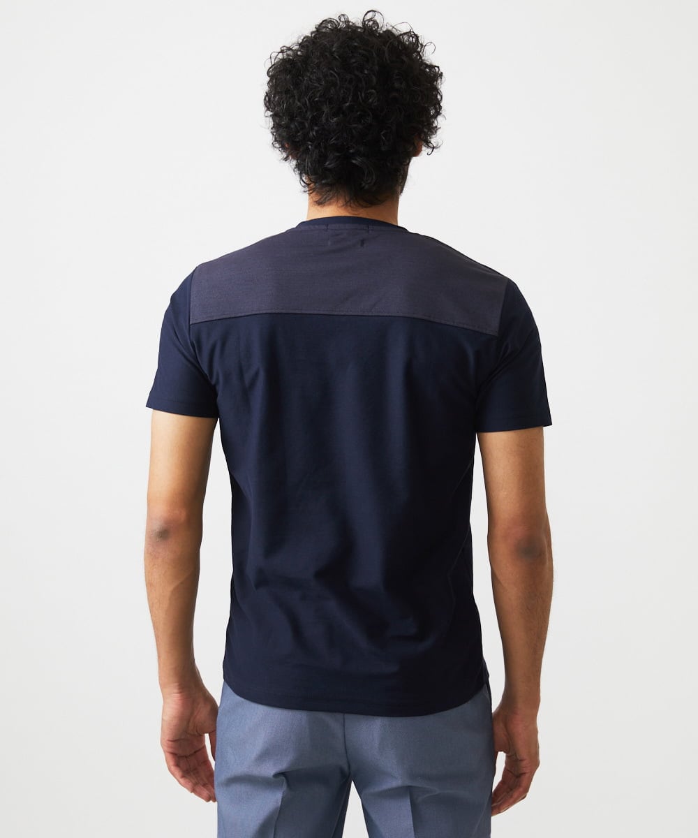 MNKHC71190 MICHEL KLEIN HOMME(ミッシェルクラン オム) リネン混Vネックカットソー ネイビー