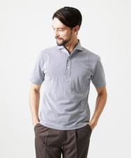 MNKHF74180 MICHEL KLEIN HOMME(ミッシェルクラン オム) サッカージャージ半袖ポロシャツ ライトグレー