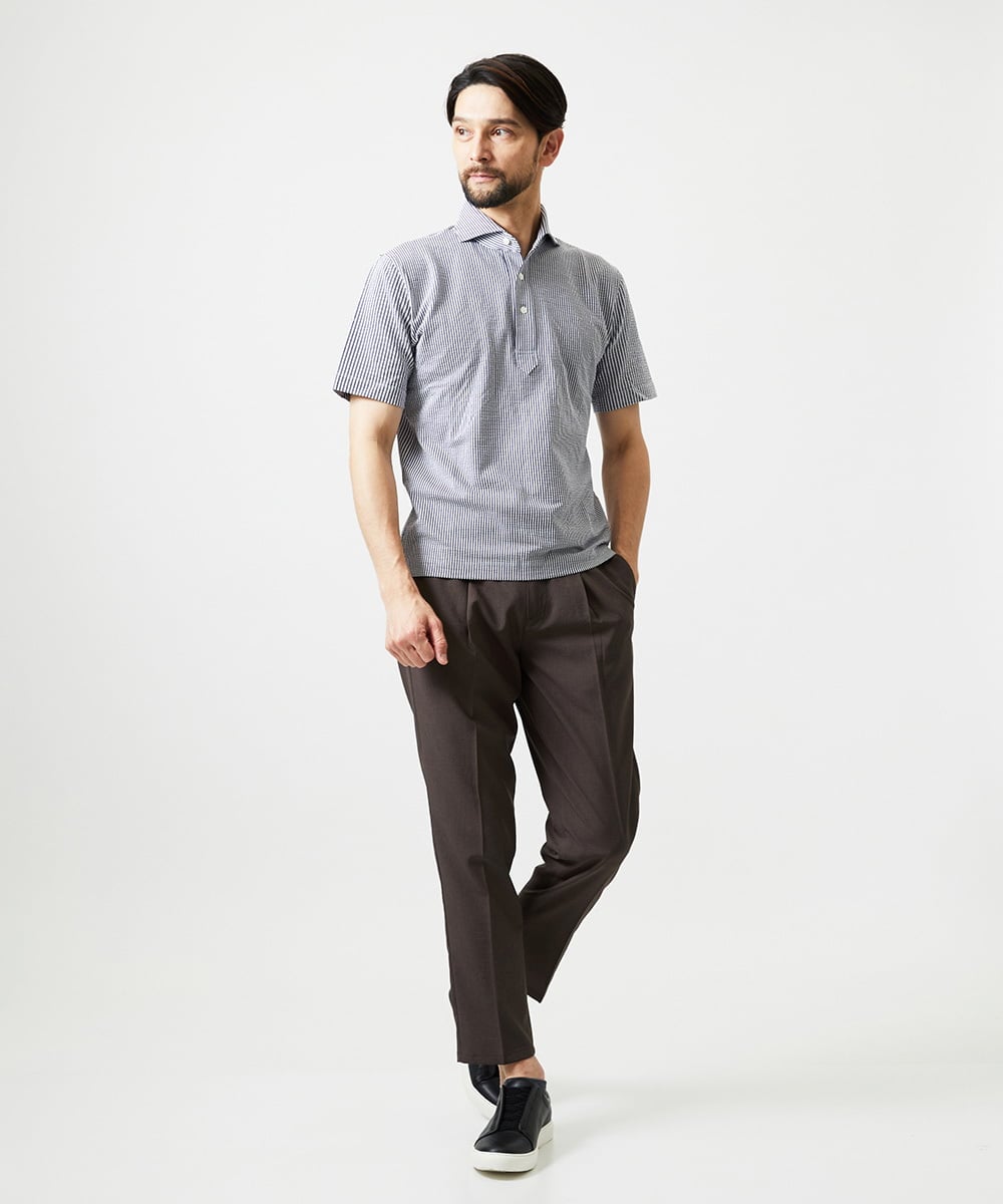 MNKHF74180 MICHEL KLEIN HOMME(ミッシェルクラン オム) サッカージャージ半袖ポロシャツ ライトグレー