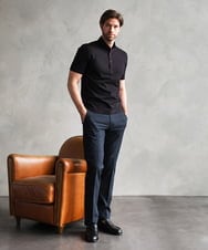 MNKHF74180 MICHEL KLEIN HOMME(ミッシェルクラン オム) サッカージャージ半袖ポロシャツ ブラック