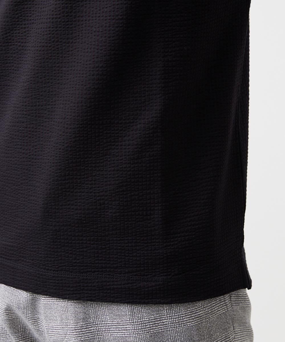 MNKHF74180 MICHEL KLEIN HOMME(ミッシェルクラン オム) サッカージャージ半袖ポロシャツ ブラック