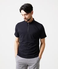MNKHF75200 MICHEL KLEIN HOMME(ミッシェルクラン オム) モックネックハーフジップ半袖カットソー ブラック