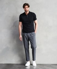 MNKHF75200 MICHEL KLEIN HOMME(ミッシェルクラン オム) モックネックハーフジップ半袖カットソー ブラック