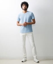 MNKHS14130 MICHEL KLEIN HOMME(ミッシェルクラン オム) 《日本製》幾何柄ジャガードカットソー ライトブルー(50)