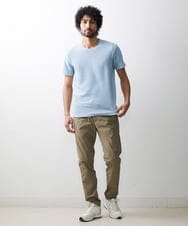 MNKHS14130 MICHEL KLEIN HOMME(ミッシェルクラン オム) 《日本製》幾何柄ジャガードカットソー ライトブルー(50)