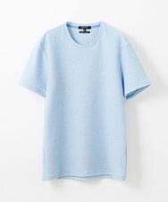 MNKHS14130 MICHEL KLEIN HOMME(ミッシェルクラン オム) 《日本製》幾何柄ジャガードカットソー ライトブルー(50)