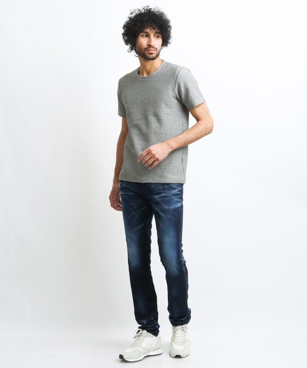 MNKHS14130 MICHEL KLEIN HOMME(ミッシェルクラン オム) 《日本製》幾何柄ジャガードカットソー グレー