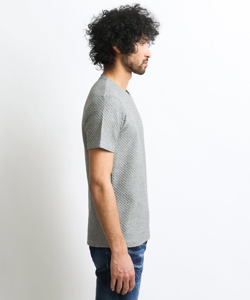MNKHS14130 MICHEL KLEIN HOMME(ミッシェルクラン オム) 《日本製》幾何柄ジャガードカットソー グレー