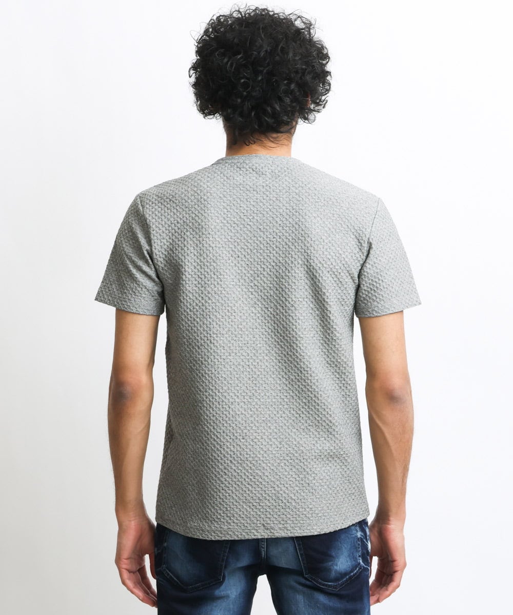 MNKHS14130 MICHEL KLEIN HOMME(ミッシェルクラン オム) 《日本製》幾何柄ジャガードカットソー グレー