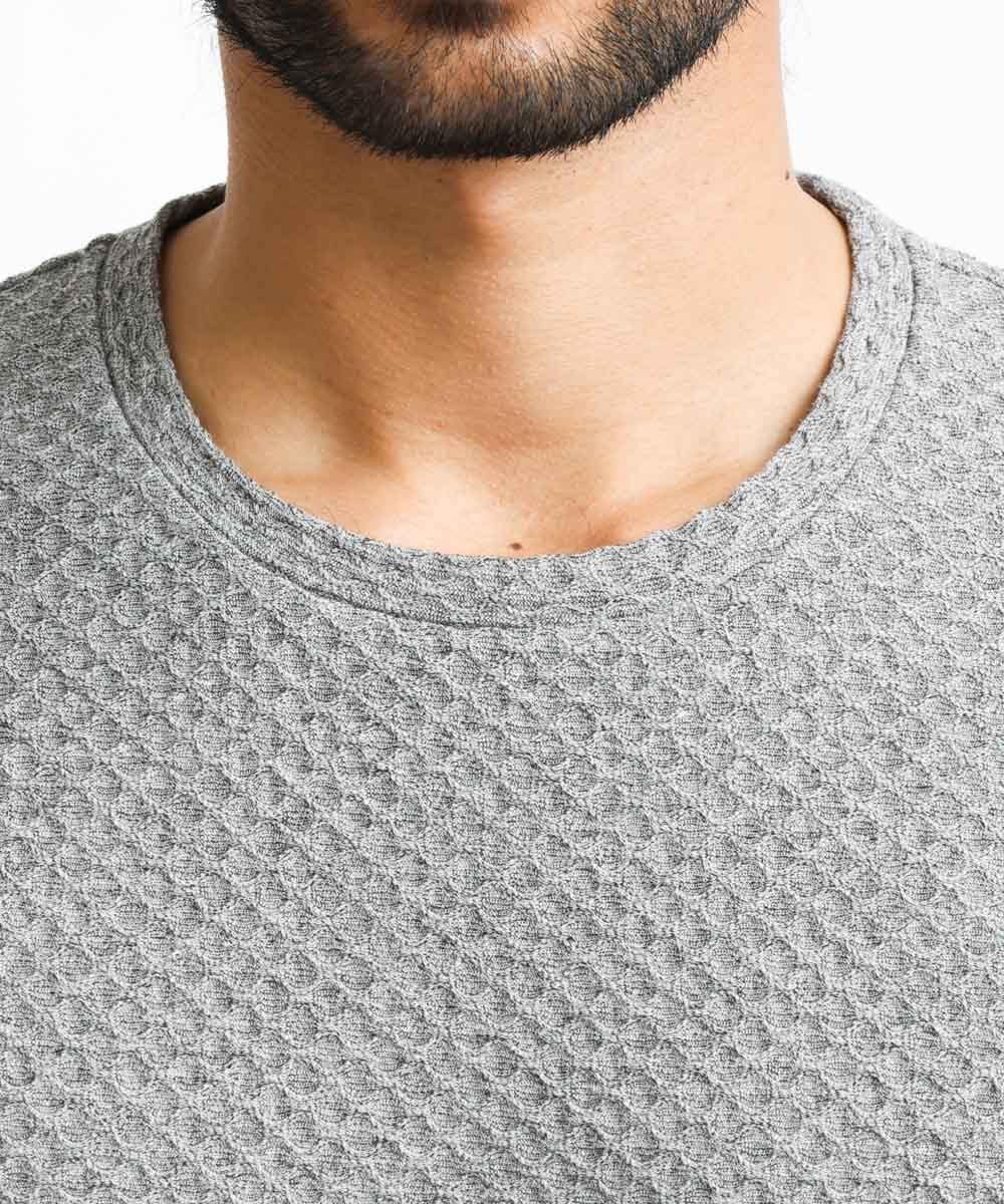 MNKHS14130 MICHEL KLEIN HOMME(ミッシェルクラン オム) 《日本製》幾何柄ジャガードカットソー グレー