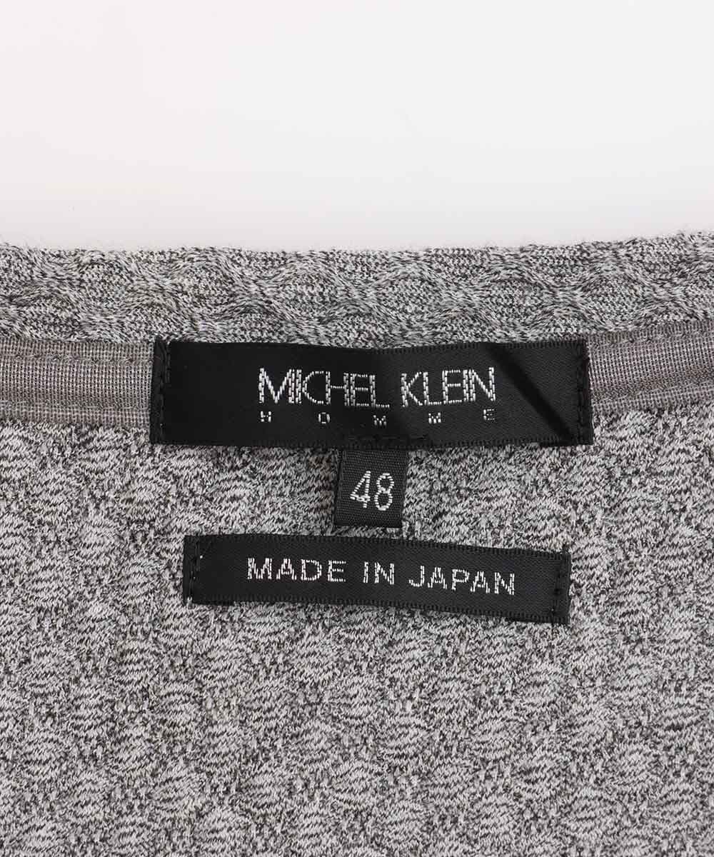 MNKHS14130 MICHEL KLEIN HOMME(ミッシェルクラン オム) 《日本製》幾何柄ジャガードカットソー グレー