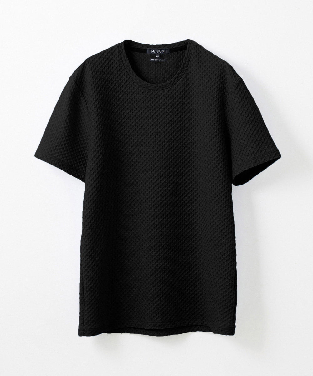 MNKHS14130 MICHEL KLEIN HOMME(ミッシェルクラン オム) 《日本製》幾何柄ジャガードカットソー ブラック(94)