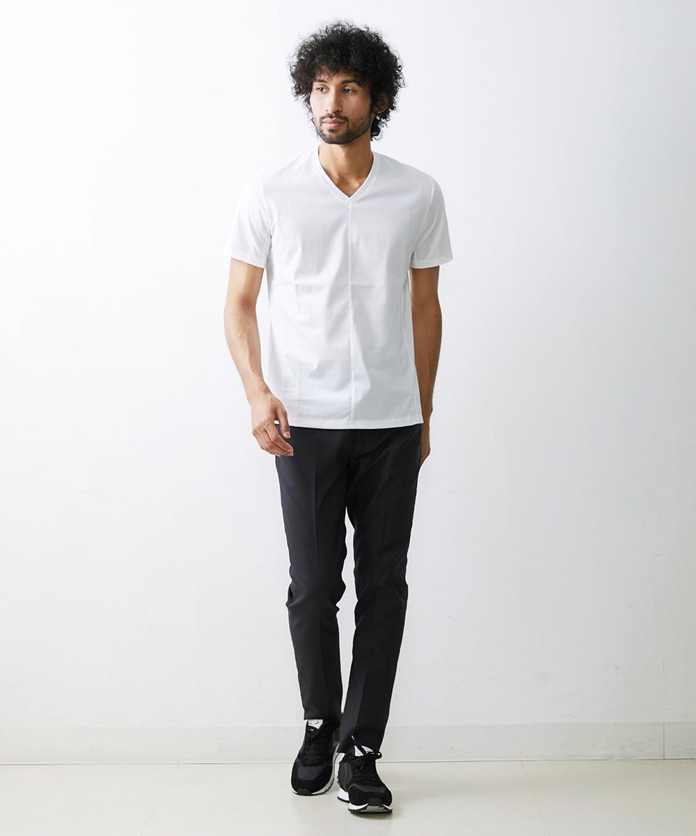 MNKHS18110 MICHEL KLEIN HOMME(ミッシェルクラン オム) 《日本製》BODY MAKE Vネックカットソー ホワイト