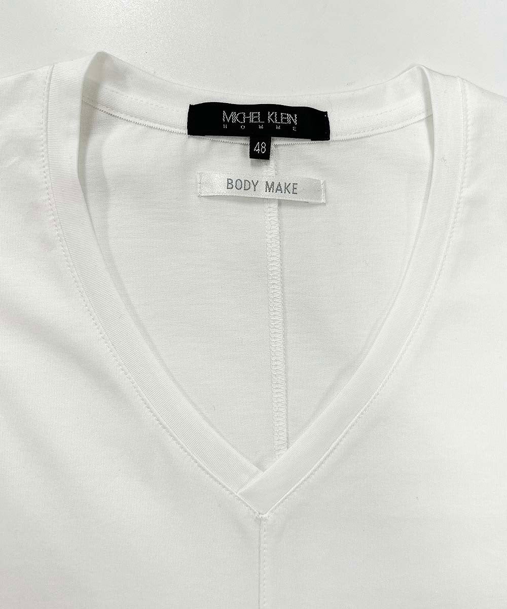 MNKHS18110 MICHEL KLEIN HOMME(ミッシェルクラン オム) 《日本製》BODY MAKE Vネックカットソー ホワイト