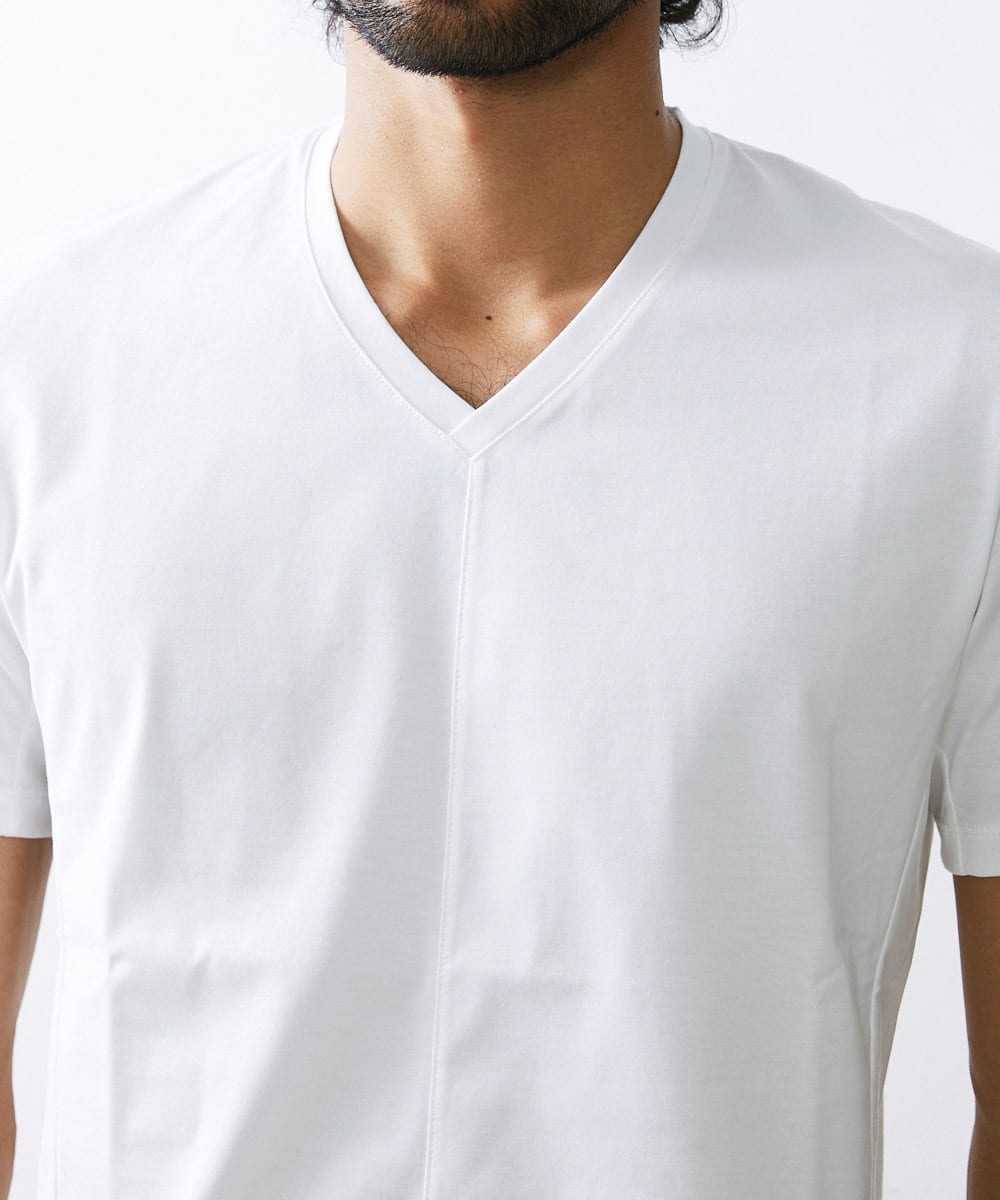 MNKHS18110 MICHEL KLEIN HOMME(ミッシェルクラン オム) 《日本製》BODY MAKE Vネックカットソー ホワイト