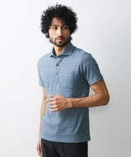 MNKHS21150 MICHEL KLEIN HOMME(ミッシェルクラン オム) 格子柄リンクス半袖ポロシャツ ブルー