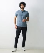 MNKHS21150 MICHEL KLEIN HOMME(ミッシェルクラン オム) 格子柄リンクス半袖ポロシャツ ブルー