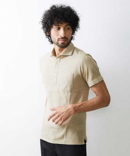 MNKHS21150 MICHEL KLEIN HOMME 格子柄リンクス半袖ポロシャツ