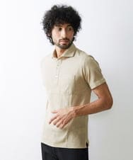 MNKHS21150 MICHEL KLEIN HOMME(ミッシェルクラン オム) 格子柄リンクス半袖ポロシャツ ベージュ