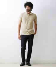 MNKHS21150 MICHEL KLEIN HOMME(ミッシェルクラン オム) 格子柄リンクス半袖ポロシャツ ベージュ