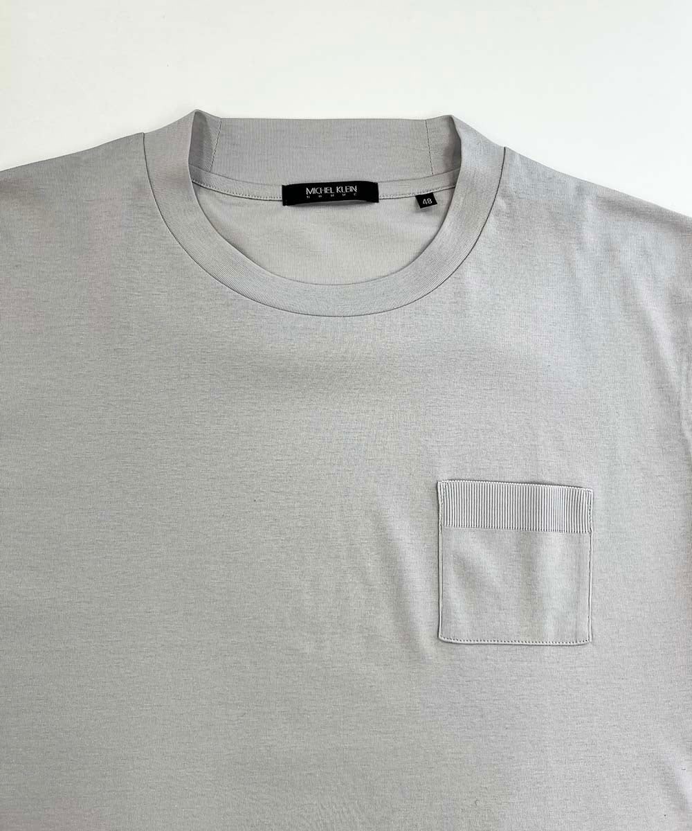 MNKHV61150 MICHEL KLEIN HOMME(ミッシェルクラン オム) クルーネックリブカットソー ライトグレー