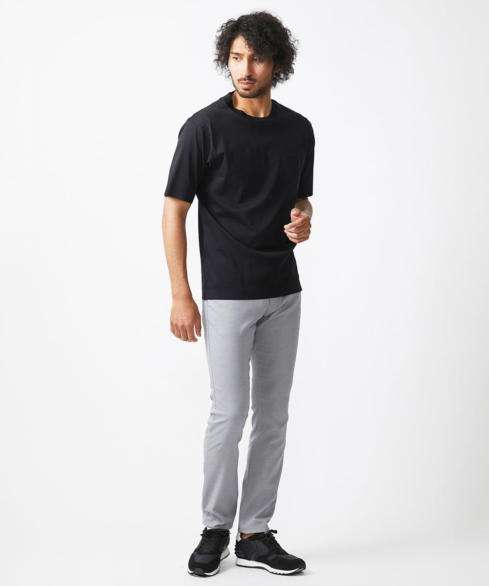 MNKHV61150 MICHEL KLEIN HOMME(ミッシェルクラン オム) クルーネックリブカットソー ブラック