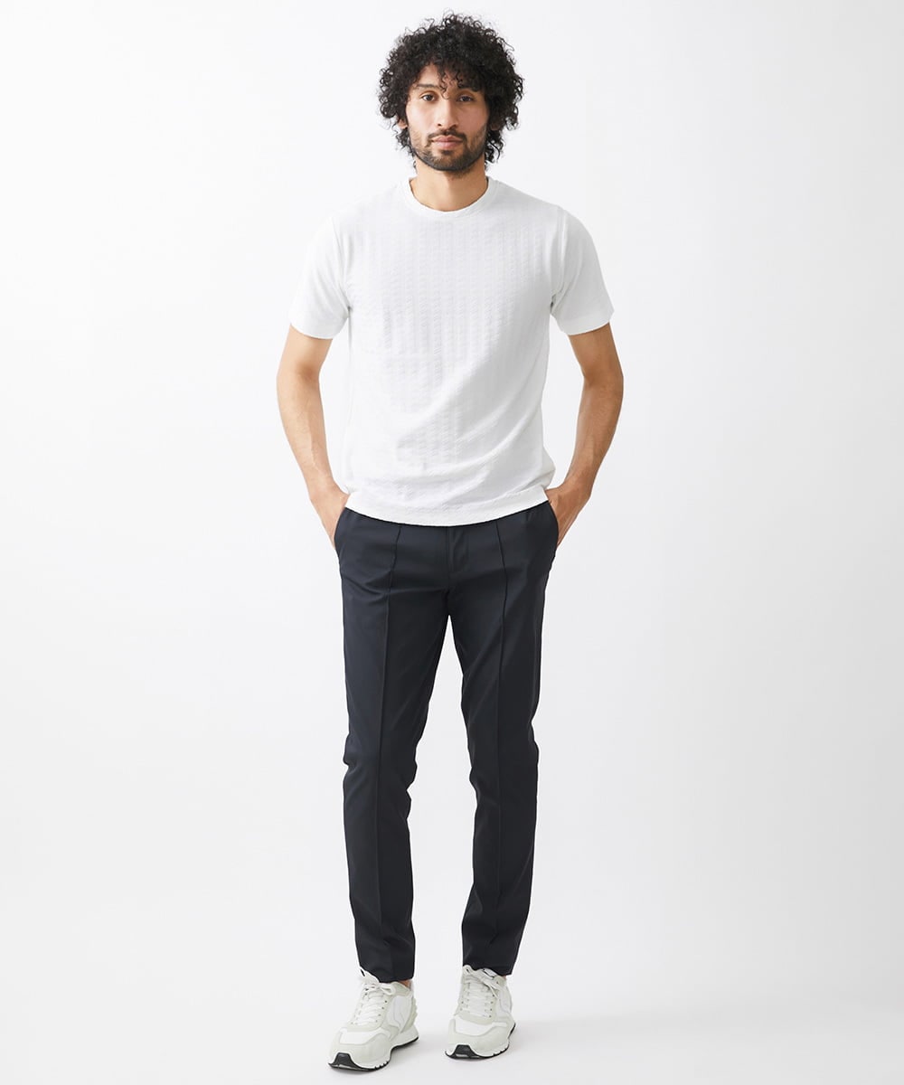 MNKHX64110 MICHEL KLEIN HOMME(ミッシェルクラン オム) ブロックジャガード半袖カットソー ホワイト