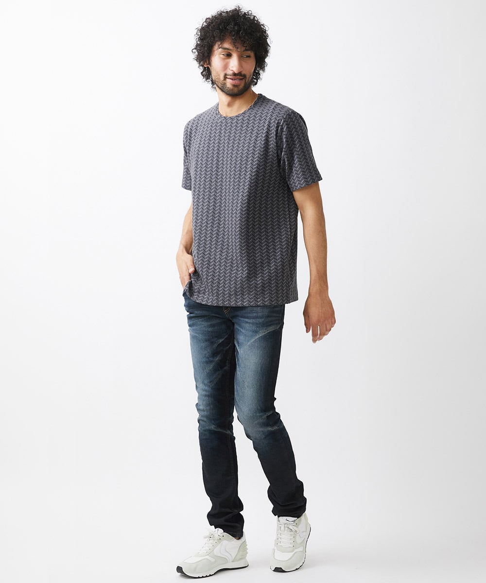 MNKHX64110 MICHEL KLEIN HOMME(ミッシェルクラン オム) ブロックジャガード半袖カットソー グレー