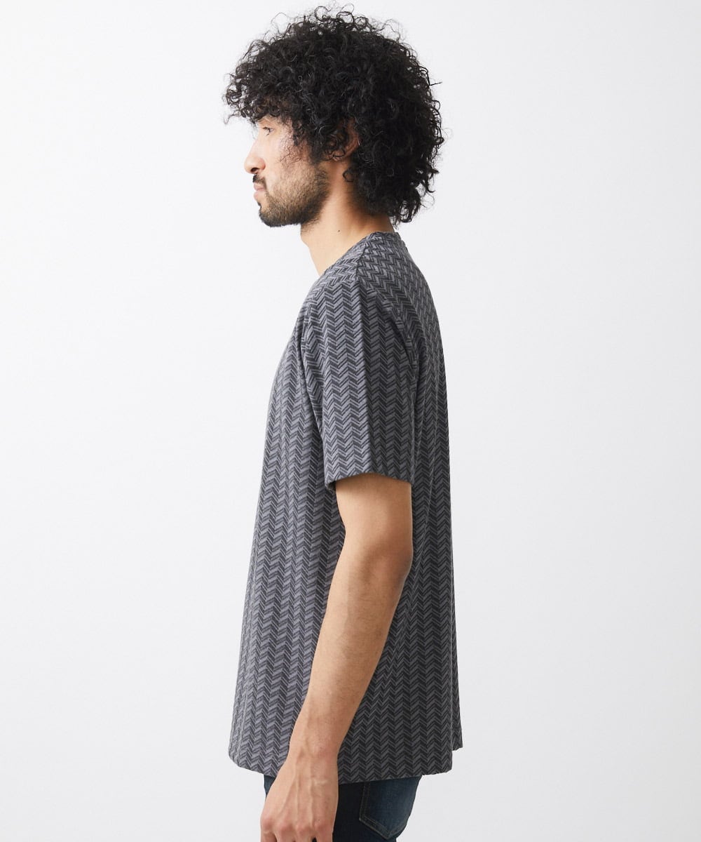 MNKHX64110 MICHEL KLEIN HOMME(ミッシェルクラン オム) ブロックジャガード半袖カットソー グレー