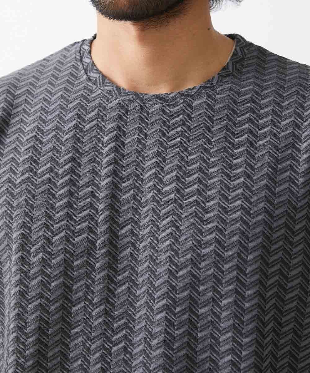 MNKHX64110 MICHEL KLEIN HOMME(ミッシェルクラン オム) ブロックジャガード半袖カットソー グレー