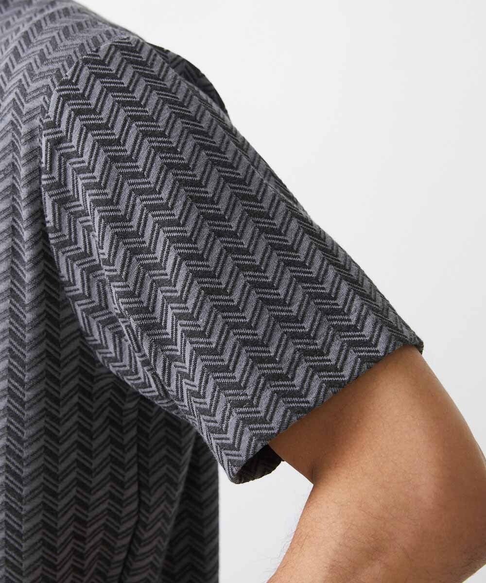 MNKHX64110 MICHEL KLEIN HOMME(ミッシェルクラン オム) ブロックジャガード半袖カットソー グレー