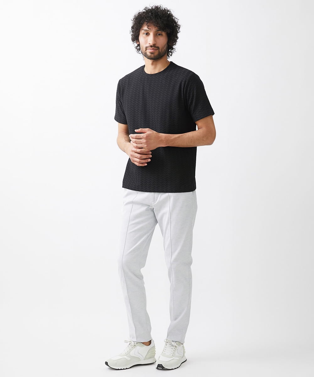 MNKHX64110 MICHEL KLEIN HOMME(ミッシェルクラン オム) ブロックジャガード半袖カットソー ブラック