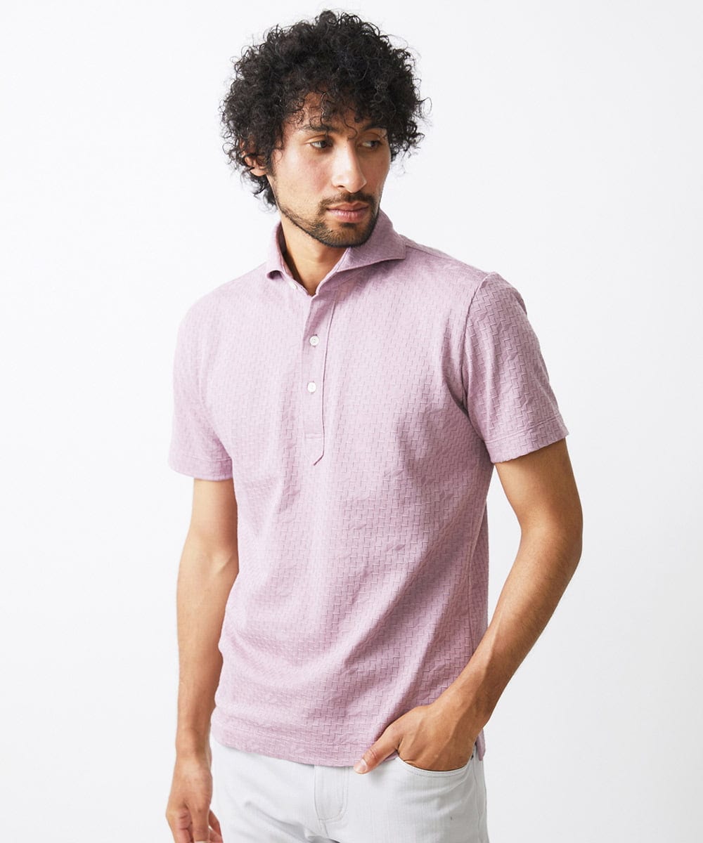 MNKHX69160 MICHEL KLEIN HOMME(ミッシェルクラン オム) リンクス半袖ポロシャツ ピンク