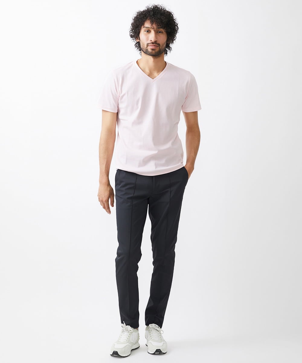MNKHX71150 MICHEL KLEIN HOMME(ミッシェルクラン オム) 《日本製》立体柄半袖カットソー ピンク