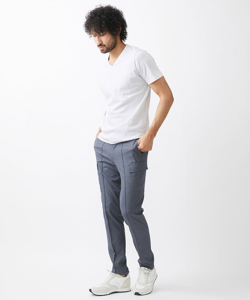 MNKHX71150 MICHEL KLEIN HOMME(ミッシェルクラン オム) 《日本製》立体柄半袖カットソー ライトグレー
