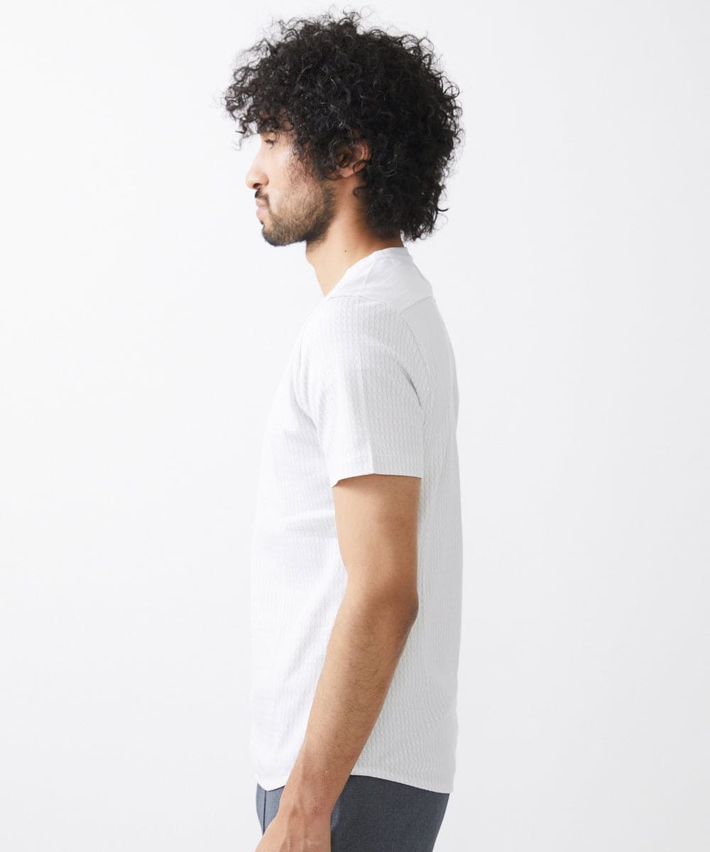 MNKHX71150 MICHEL KLEIN HOMME(ミッシェルクラン オム) 《日本製》立体柄半袖カットソー ライトグレー