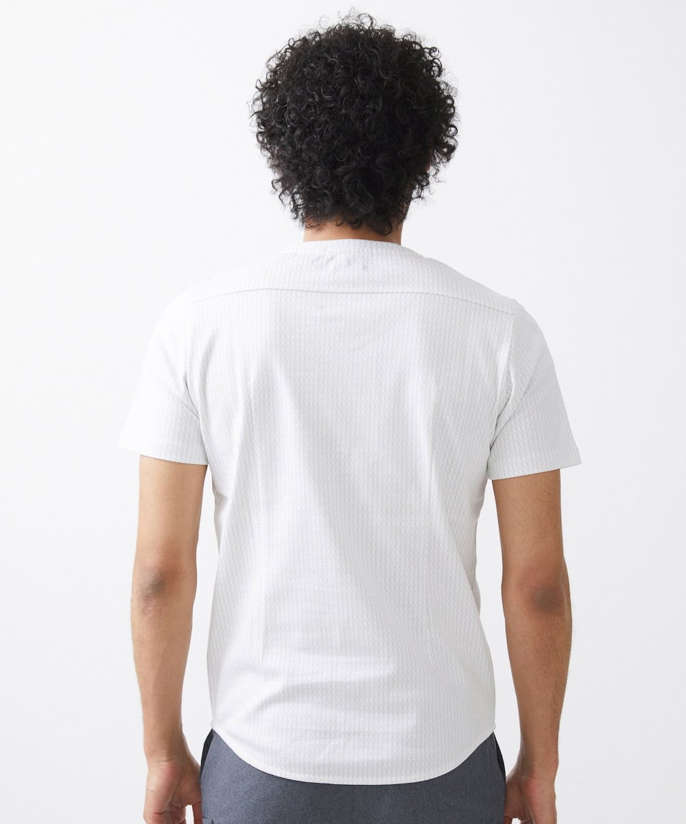 MNKHX71150 MICHEL KLEIN HOMME(ミッシェルクラン オム) 《日本製》立体柄半袖カットソー ライトグレー