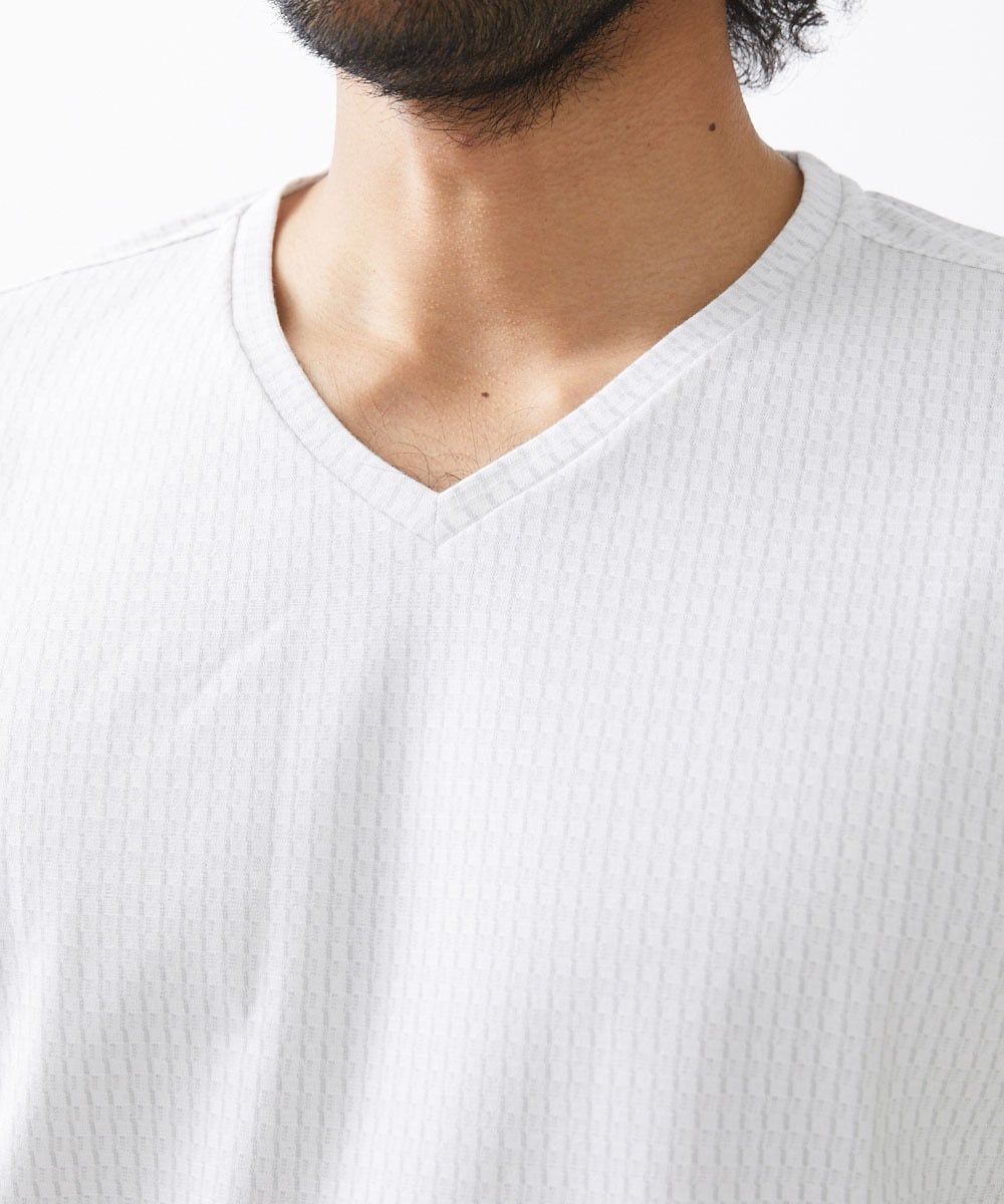 MNKHX71150 MICHEL KLEIN HOMME(ミッシェルクラン オム) 《日本製》立体柄半袖カットソー ライトグレー