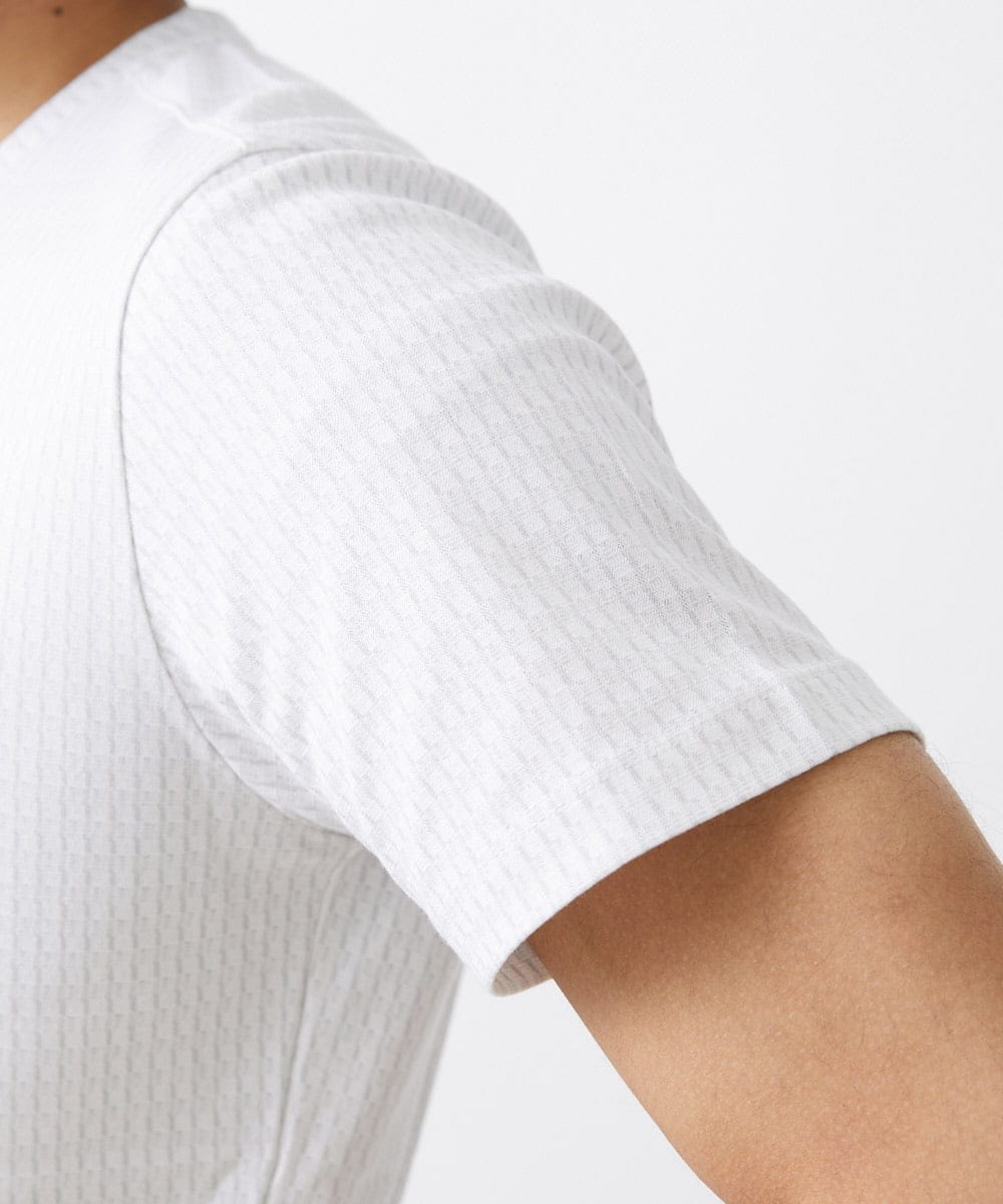 MNKHX71150 MICHEL KLEIN HOMME(ミッシェルクラン オム) 《日本製》立体柄半袖カットソー ライトグレー