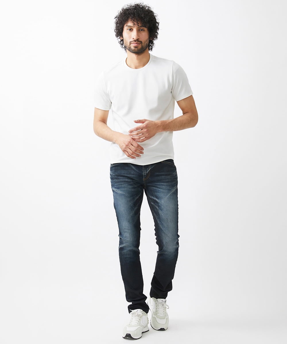 MNKHX72110 MICHEL KLEIN HOMME(ミッシェルクラン オム) 【2024年モデル】ダブルフェイスクルーネック半袖カットソー ホワイト