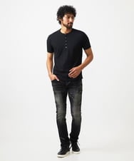 MNKIC62170 MICHEL KLEIN HOMME(ミッシェルクラン オム) ヘンリーネック半袖カットソー ブラック