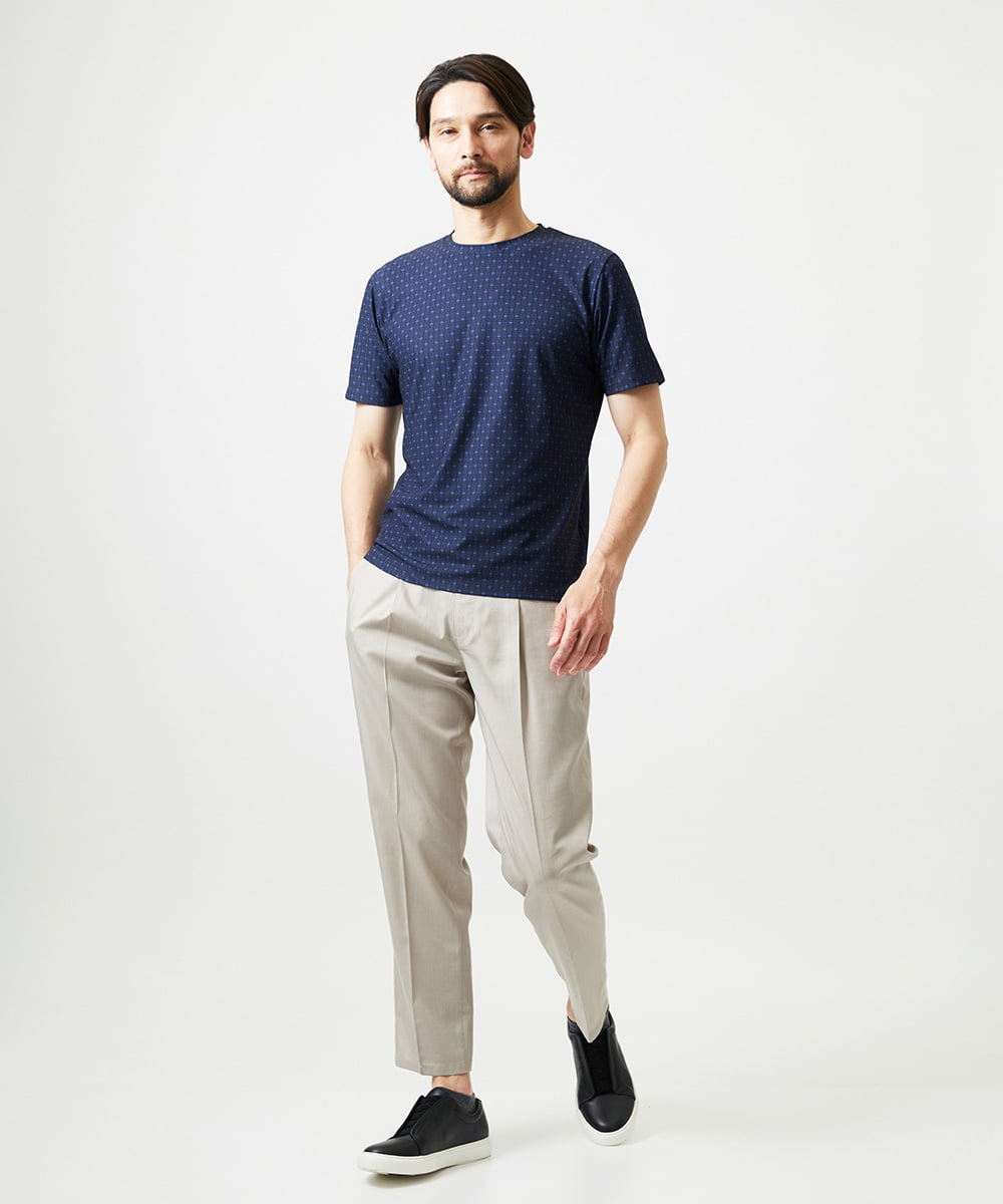 MNKID52180 MICHEL KLEIN HOMME(ミッシェルクラン オム) 《日本製》オリジナル総柄半袖カットソー ネイビー